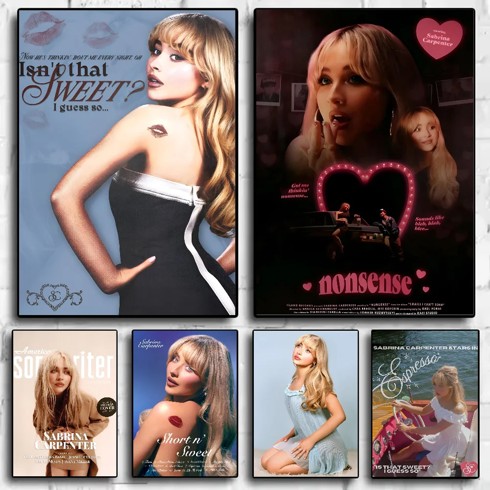 Fashion Singer Sabrina Carpenter portrait Poster HD art sticky wall waterproof home living room bar decoration