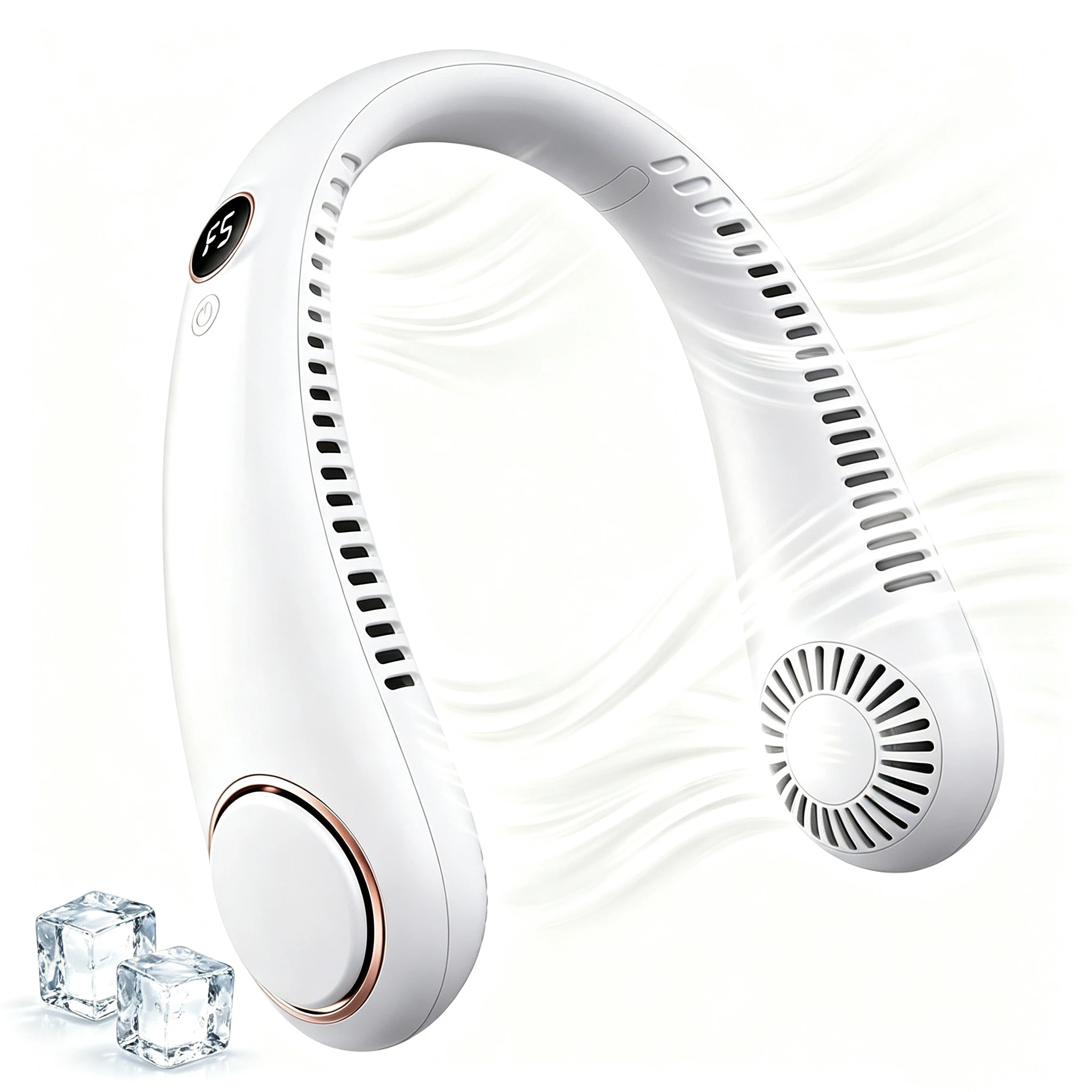 NEW Mini Neck Mounted Fan Portable Bladeless Neck USB Rechargeable Air Cooler 5 File Speed Summer Sports Fan Outdoor Sports Fans