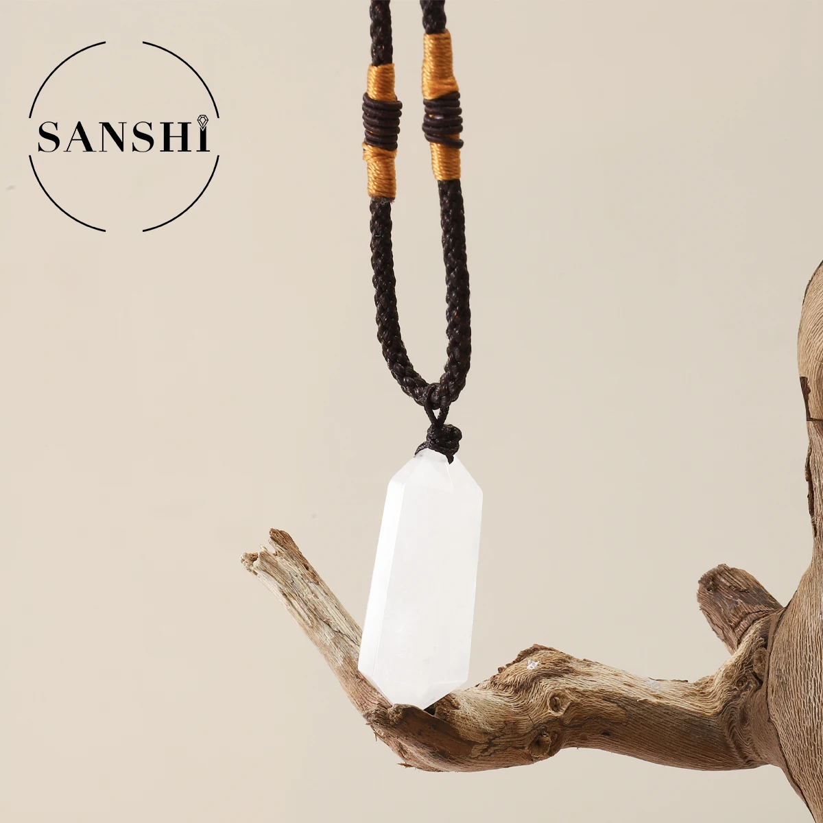 الحد الأدنى الحجر الطبيعي سداسية عمود قلادة قلادة الإكسسوارات العصرية متعدد الألوان روز جمشت قلادة مجوهرات