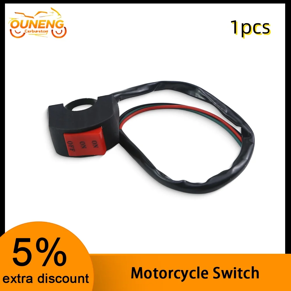 Three Wire Handlebar Headlight Switch High Low Beam LED Control Button For Motorcycle Scooter Modification