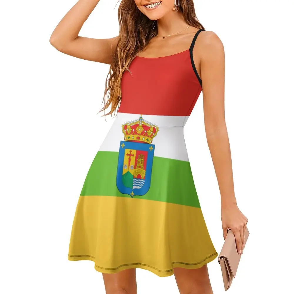 Vestido de tirantes con bandera de La Rioja para mujer, ropa Sexy de alta calidad con estampado de Humor para vacaciones