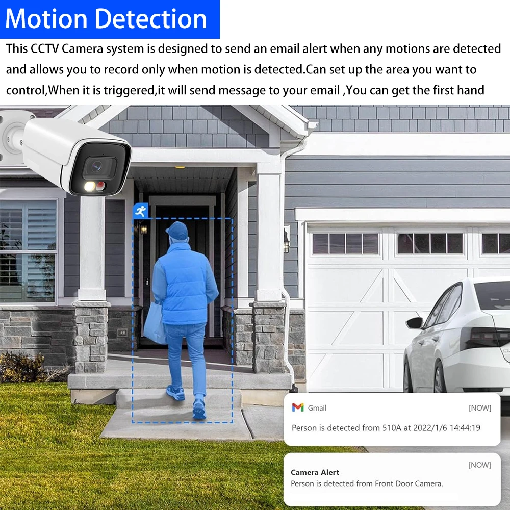 6MP POE IP Camera Color Night Vision Cctv Security Cameras H.265 Outdoor Two-Way Audio Video Surveillance Tuya Smartlife App