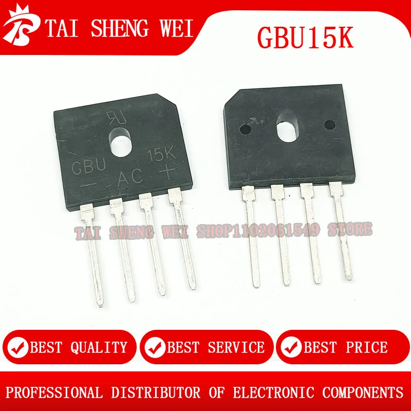 10 pcs brand new U15K80R = GBU15K GBU1508 SIP-4 Induction cooker bridge rectifier 15A 800V DIP