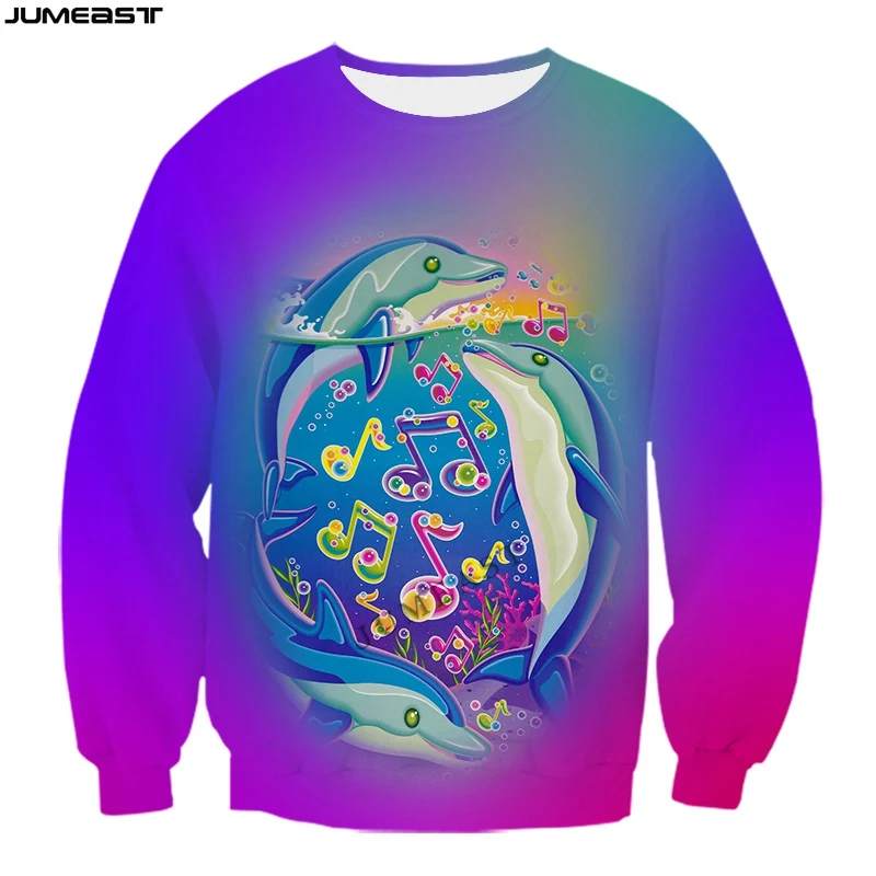 Jumeast Men Women 3D Printed Sweatshirt Cartoon Animal Fish Dolphin Long Sleeve Sport Pullover New Fashion Spring Tops Tees