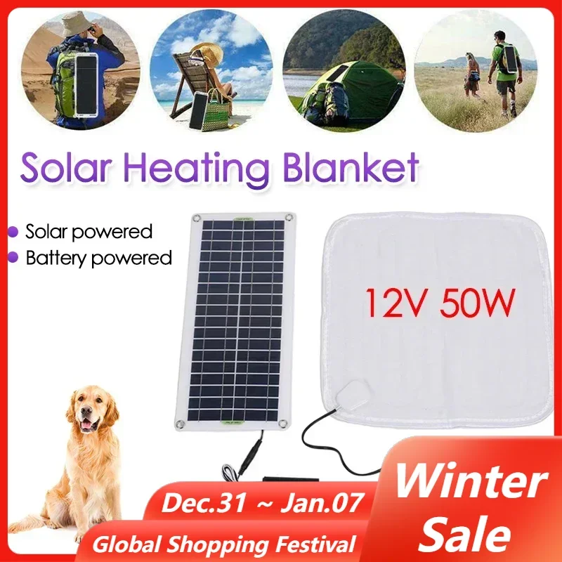 Solar/Battery Powered Heating Pad for Small Cat Dog Warmer Puppy Warming Cushion Mat Pet Electric Blanket 2-speed Temperature