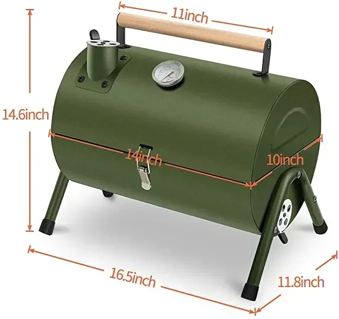 Double Grille Portable Charcoal Grill Camping Thickened Stainless Steel Cooking Charcoal BBQ Grill