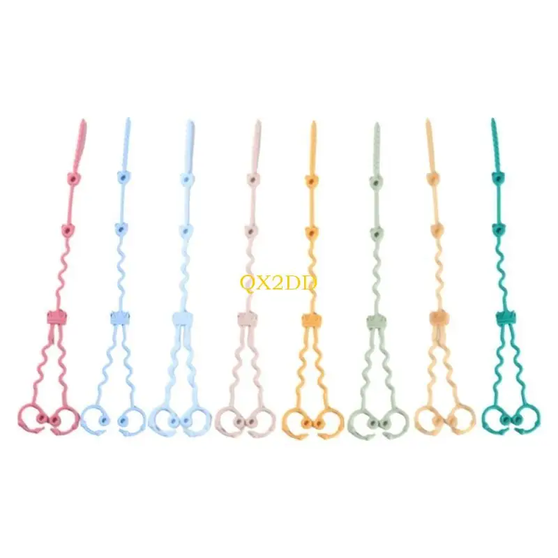 QX2D Silicone Pacifier Chain Teething Toy Lanyard Rope Drop Prevention Baby Pacifier Holder Leash Infant Nursing Essential