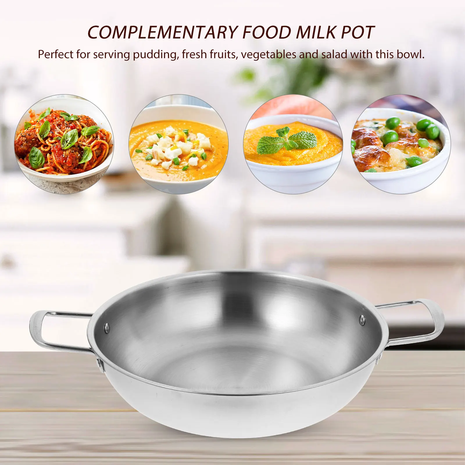 

2pcs Stainless Steel Soup Pot Wok Frying Pan 32cm Versatile Durable Easy Cleaning Household Hot Pot Kitchen Cookware Camping