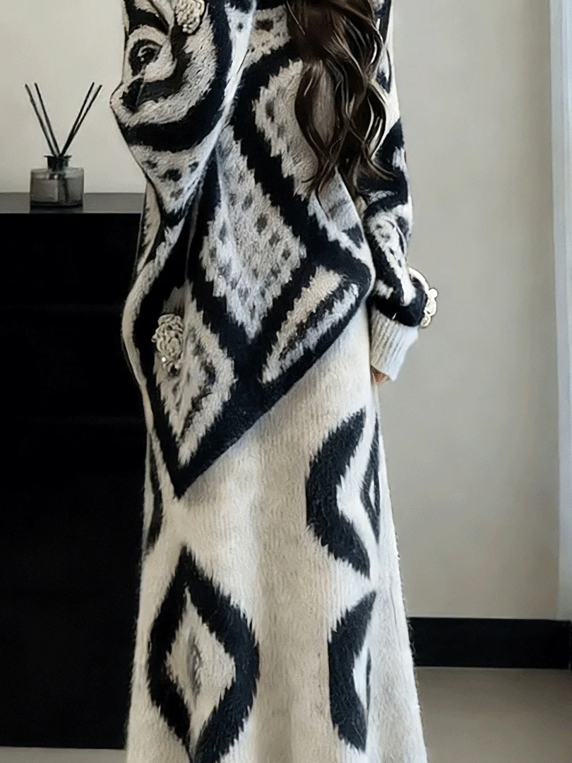 

plus Size Beautiful Unique Loose Fit Color Blo Asymmetrical Sweater Dr Skirt Set for plus Size Women Spring Faion