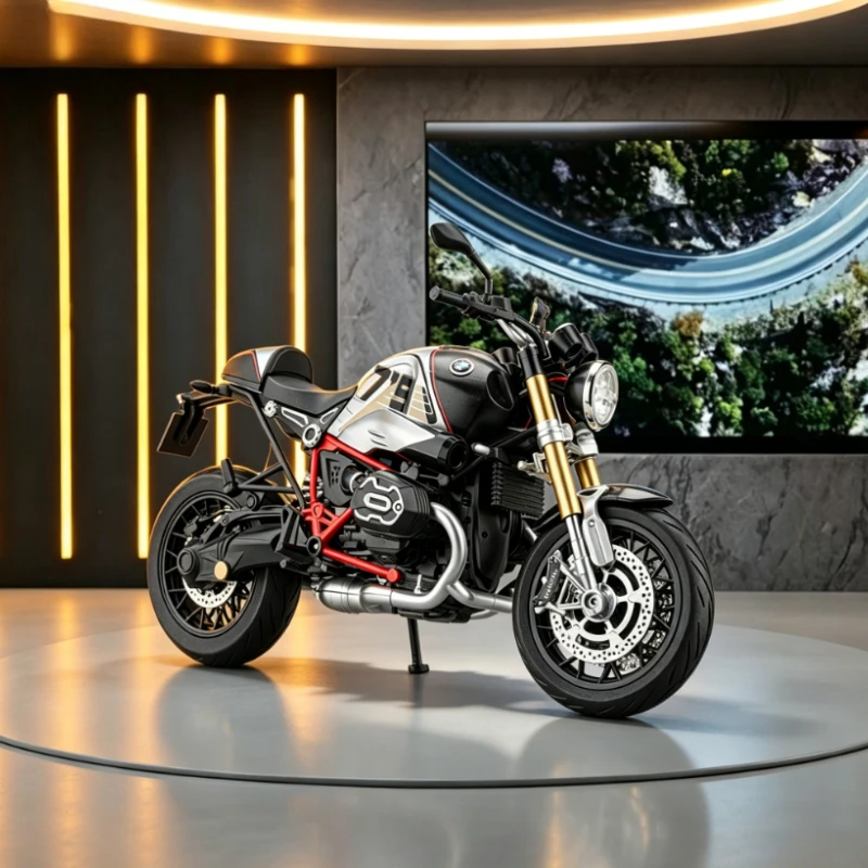 1-9-ラテダイキャスト合金オートバイモデルライトサウンドエフェクトレトロカフェバイクスタイリッシュなデスクトップ装飾飾りコレクター向け
