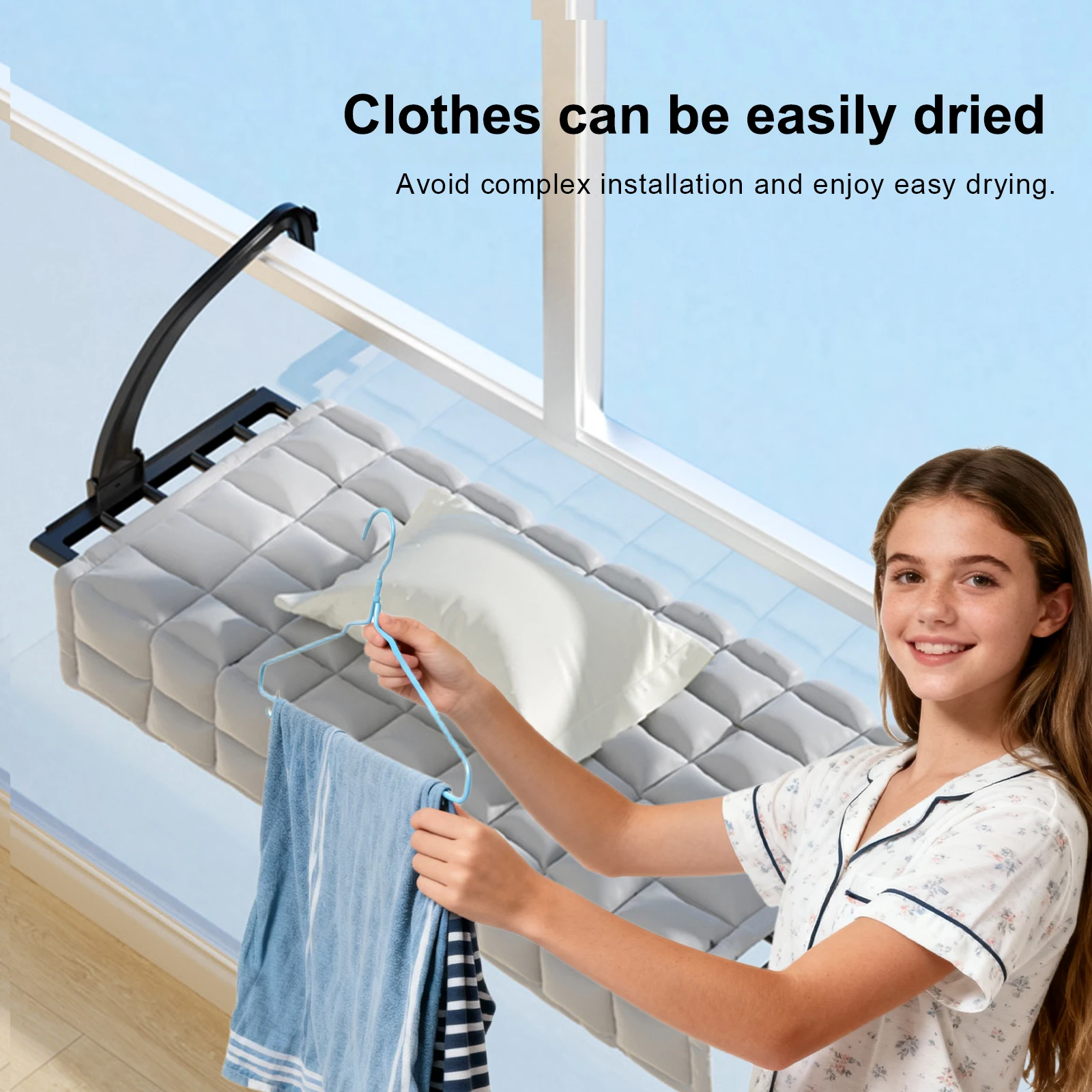 

Travel Clothes Drying Rack Retractable Towel Rack Folding Laundry Airer (Black)