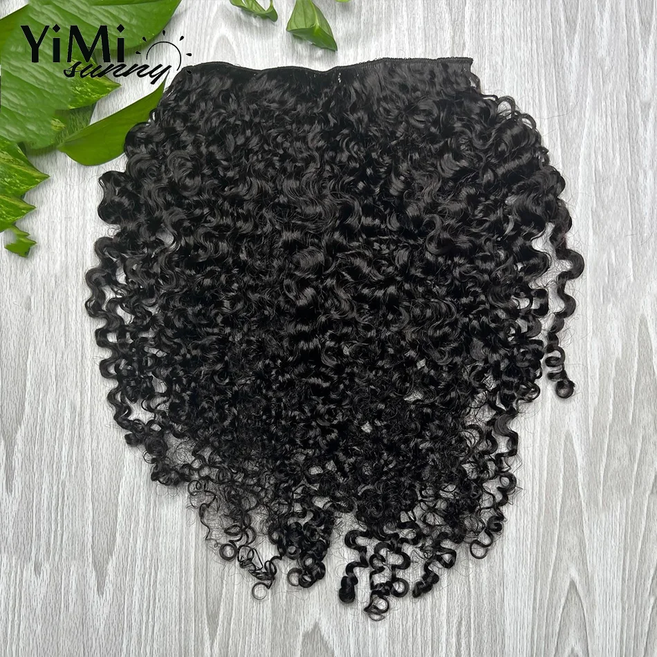 Yimisunny-Extensions de cheveux humains bouclés avec clips pour femme, extension de cheveux mongoliens, tête complète, ajouter du volume, 5, 4C, 7 pièces