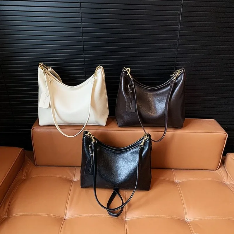 

Niche Designer Diaper Bag Women Luxury Leather Handbag Crossbody Shoulder Purse Large Capacity Tote Shopper Satchel Retro