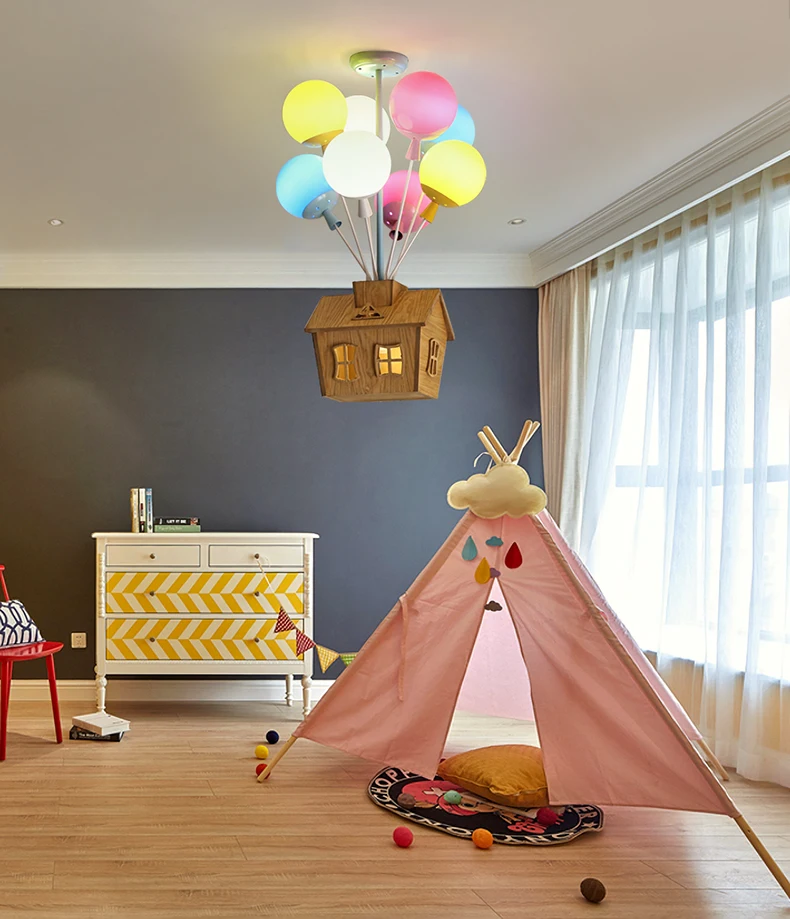 Modern Cartoon Balloon Ceiling Light Children Colored Glass Pendant Lamps Boys and Girls Room Bedroom Decoration LED Lights