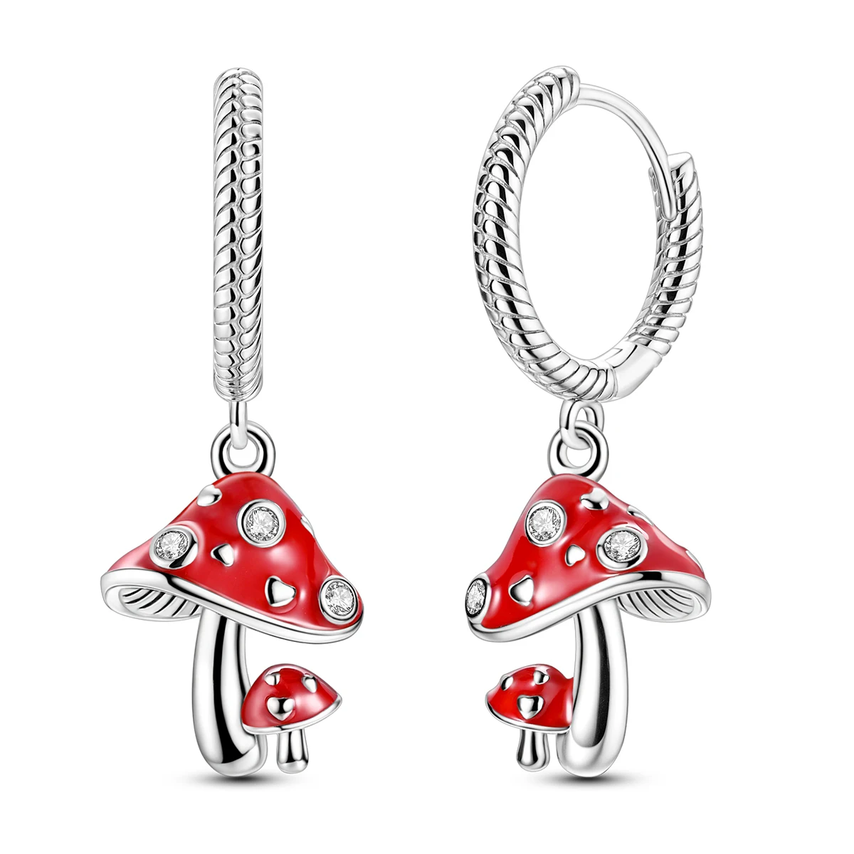 925 Sterling Silber Verspielte Pilz-Ohrhänger mit Emaille-Anhänger, Geburtstagsgeschenk für Frauen, Naturliebhaber, Fairycore-Schmuck