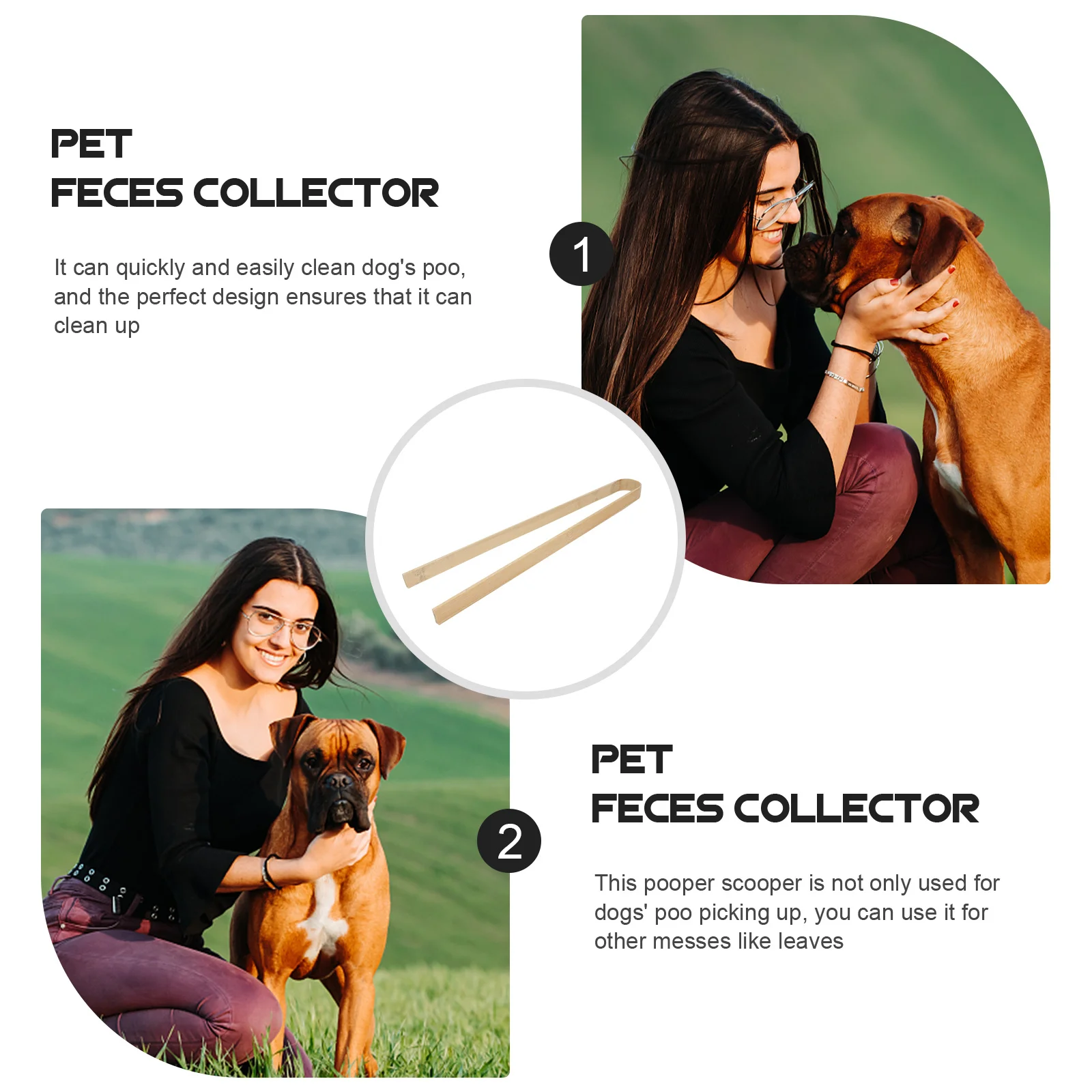 

2Pcs Pet Pooper Clip Wood Color Lightweight Durable Poop Picker Dog Waste Cleaning Supplies Poop Clip Dog Litter Picker