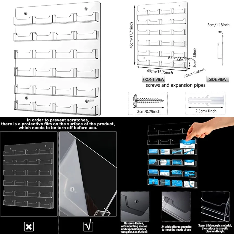 

Acrylic Business Card Holder Wall Mount Clear Sticker Display Rack Multiple Clear Card Organizing Sticker Display Stand Pre Dri