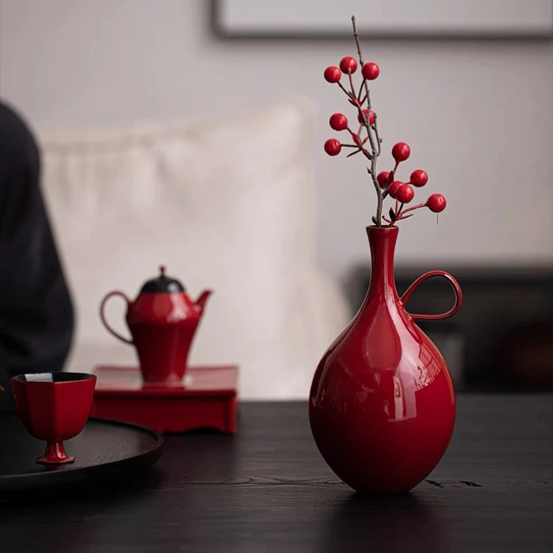 

Elegant Chinese Red Vase for Living Room and Wedding Decor