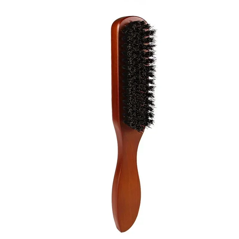 Barber Solid Wood Boar Shaving Brush Beard Massage Black Boar Bristle Hair Brush Curved Wooden Men Beard Mustache Brushes