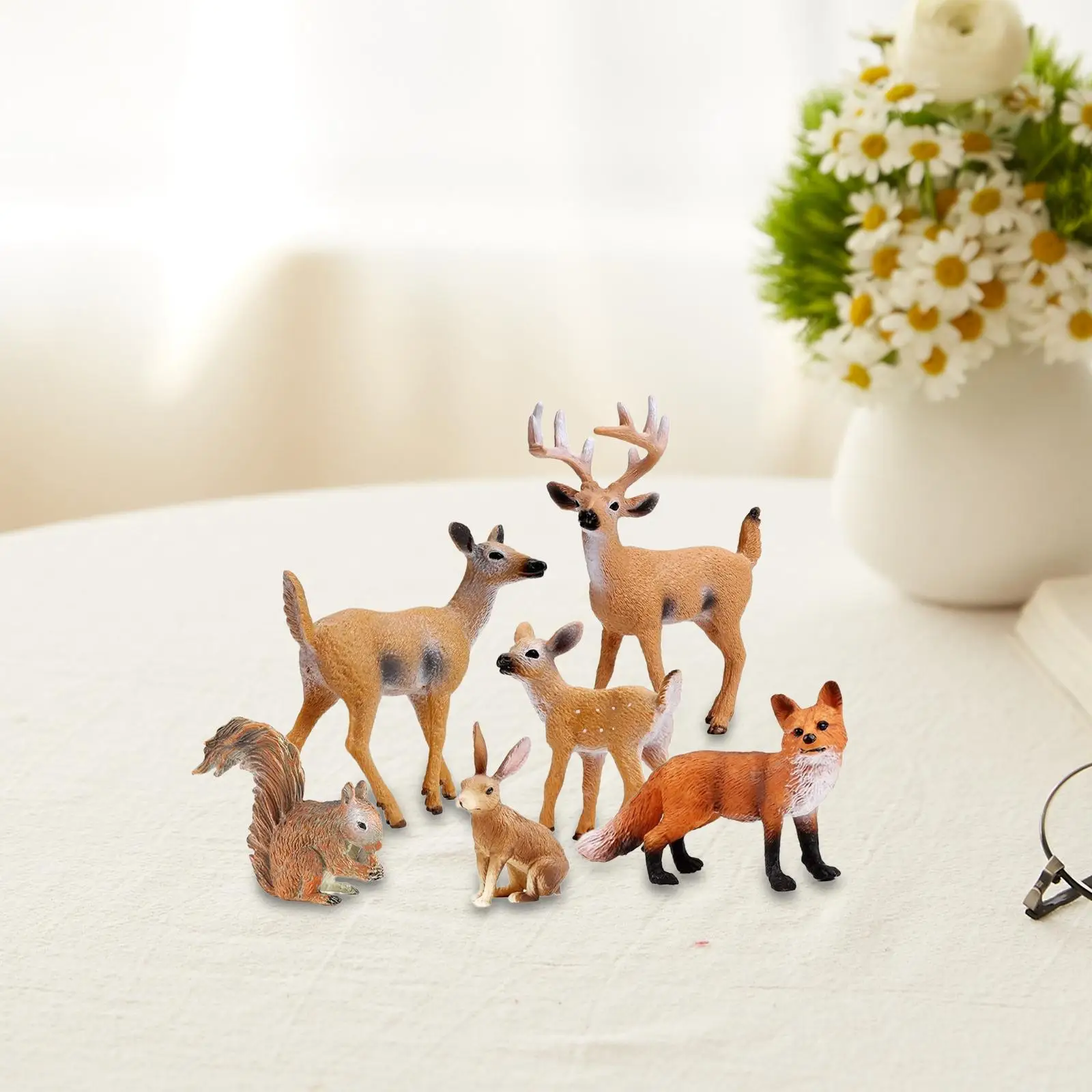6 Pieces Woodland Creatures Figurines Jungle Animal Playset Forest Animals Figures for Party Favor