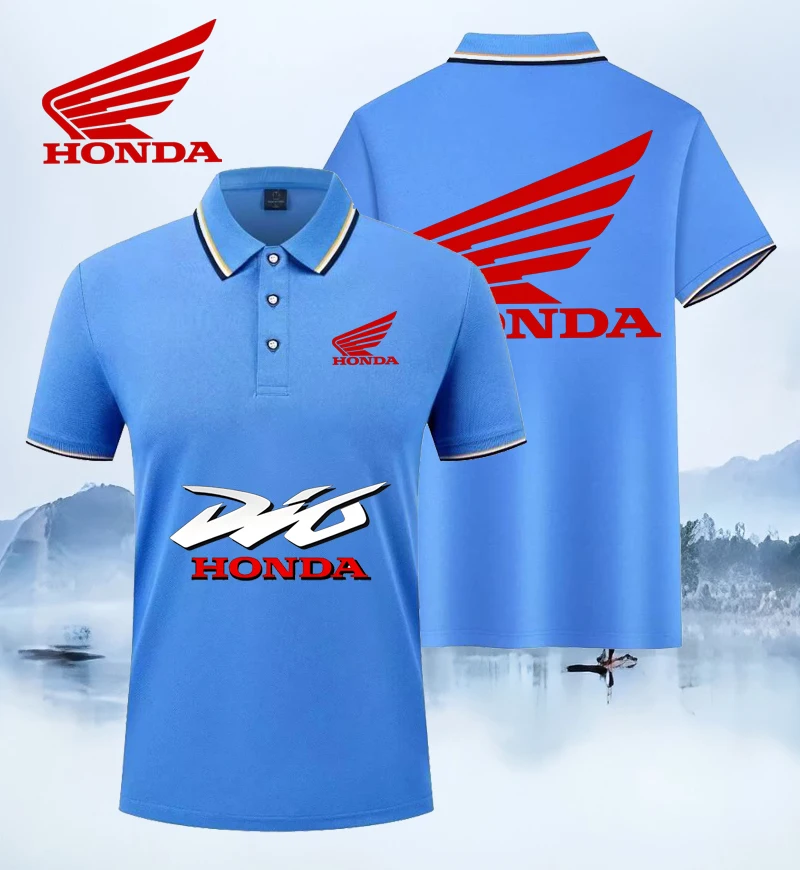 

Honda Summer Unisex Fashion Trend Matching Sport Running Casual Polo Shirt With Print For Couples 3-button Men's And Women's