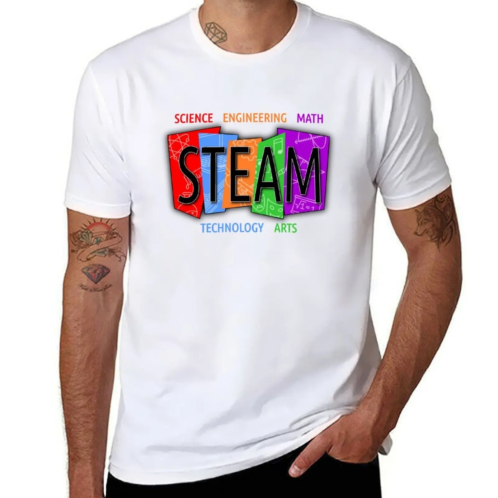 

STEAM Design- Back To School STEAM Teacher Art T-Shirt t shirt man casual man t shirts high quality luxury brand T-Shirt