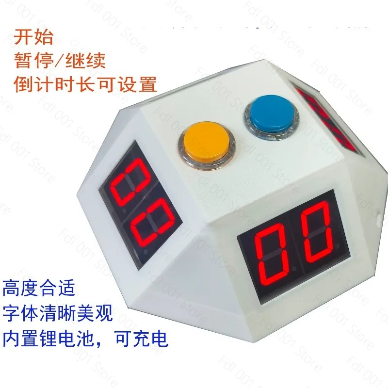 0.8 Inch 3-Digit Red LED Digital Timer Max 999 Second Four-Sided Countdown Clock for Competitions and Tabletop Games