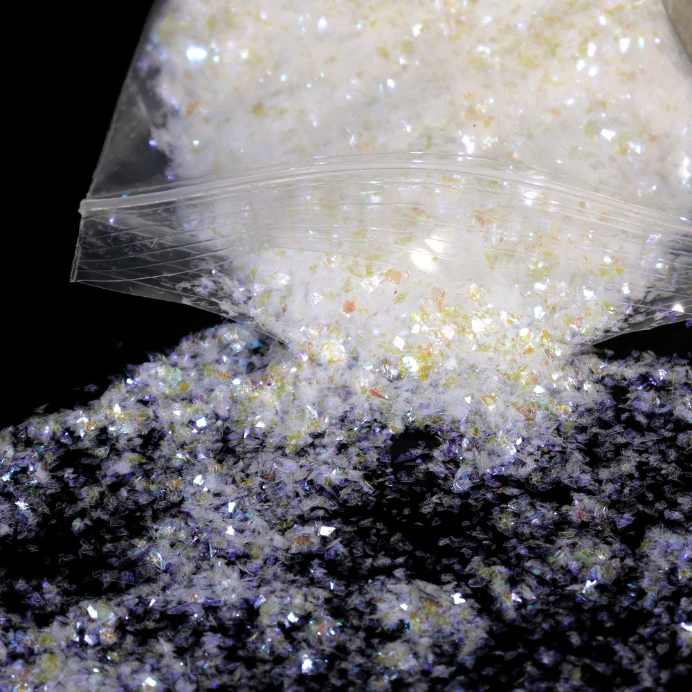 50g/봉지 6가지 색상 반짝이는 네일 아트 불규칙한 큼직한 스팽글 무지개빛 반짝이 인어빛 빛나는 글리터 플레이크 벌크 K3