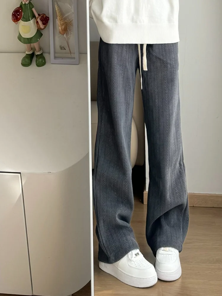 

Мужские повседневные брюки с флисовой подкладкой, свободного кроя, осенне-зимние, в американском ретро-стиле, с узором «пшеница», спортивные, для отдыха, прямые брюки