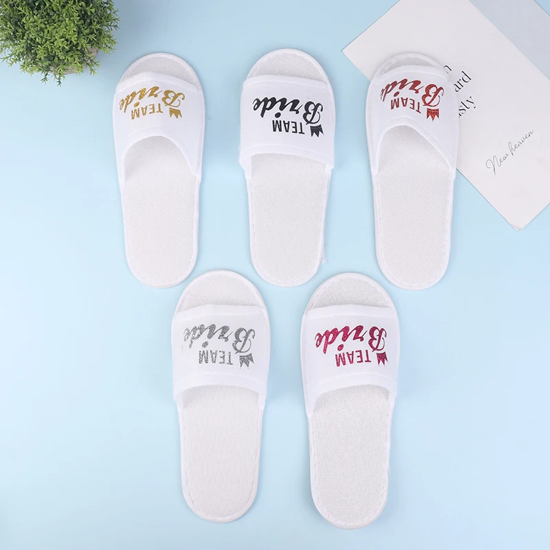 1Pair Team Bride Shower Bride Wedding Decoration Bridesmaid Hen Party Slippers Ladies Bachelorette Party Supplies