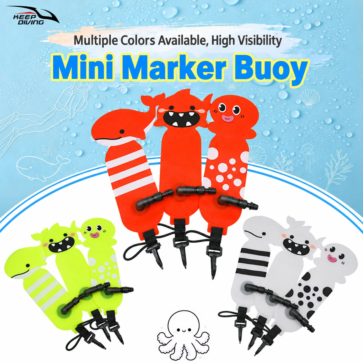 1PCS Cartoon Mini Diving SMB Keychain Cute Freediving Surface Marker Buoy Souvenir Pendant for Divers