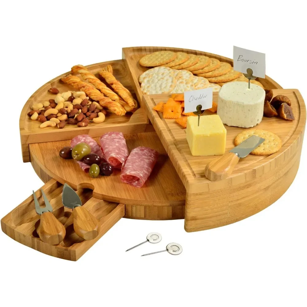 Picnic at Ascot Multi-Level Cheese/Charcuterie Board - Patented Unique Design Stores as a Wedge