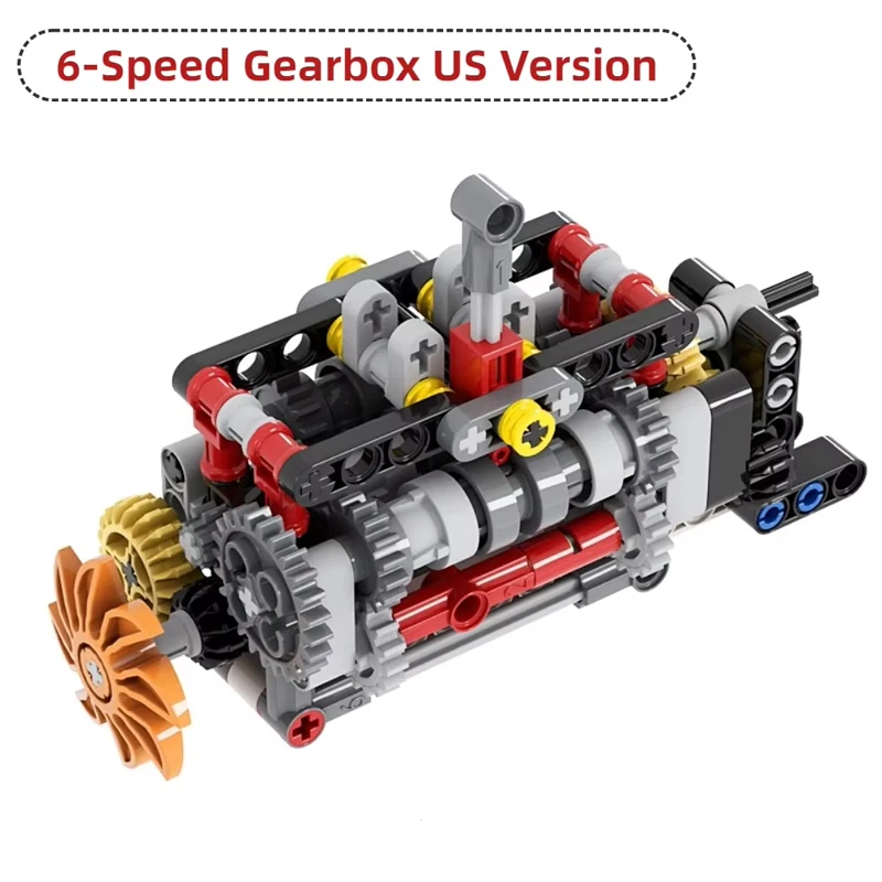 6 سرعات علبة التروس النسخة الأمريكية اللبنات MOC M صندوق بطارية المحرك تجميعها الطوب الفني الجذعية لعبة تعليمية لتقوم بها بنفسك