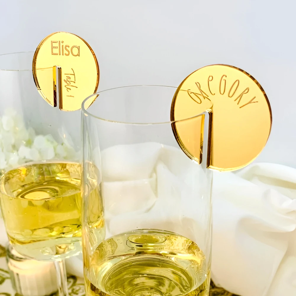 

10pcs Custom Drink Tags - Acrylic Drink Tags for Guest Name, Drink Tags Personalised Wedding, Wine Glass Tags for Party