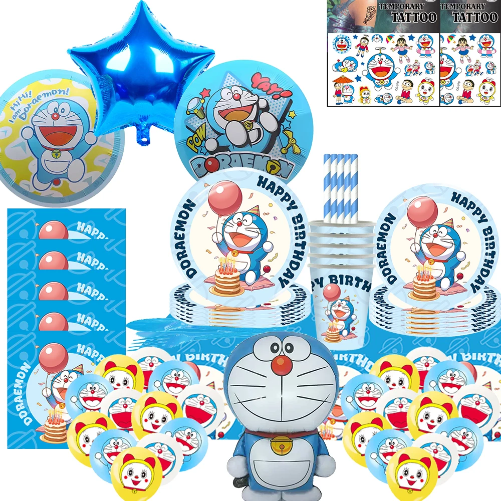 

New Cartoon Doraemoneds Birthday Party Decor Disposable Tableware Balloon Plate Kids Birthday Party Supplies Baby Shower Toy
