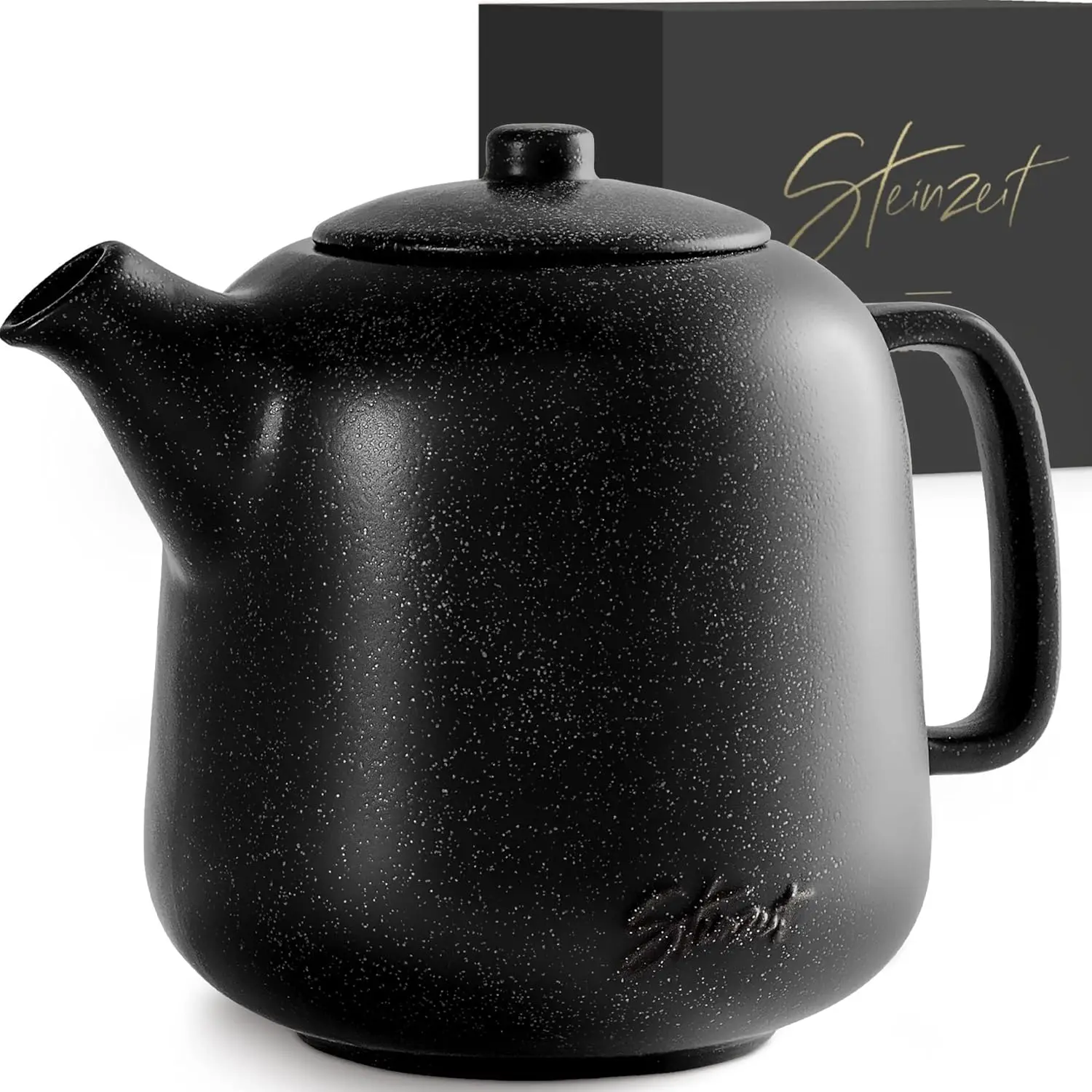 

Premium Ceramic Teapot with Infuser, 44 oz Capacity, Removable Strainer for Loose Tea - Black Design