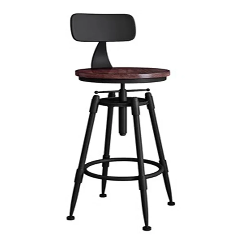 

Retro American Country Style Swivel Bar Chair Stool Iron Art Wood/Soft Cushion Seat High Footstool Rotatable Liftable Bar Chair