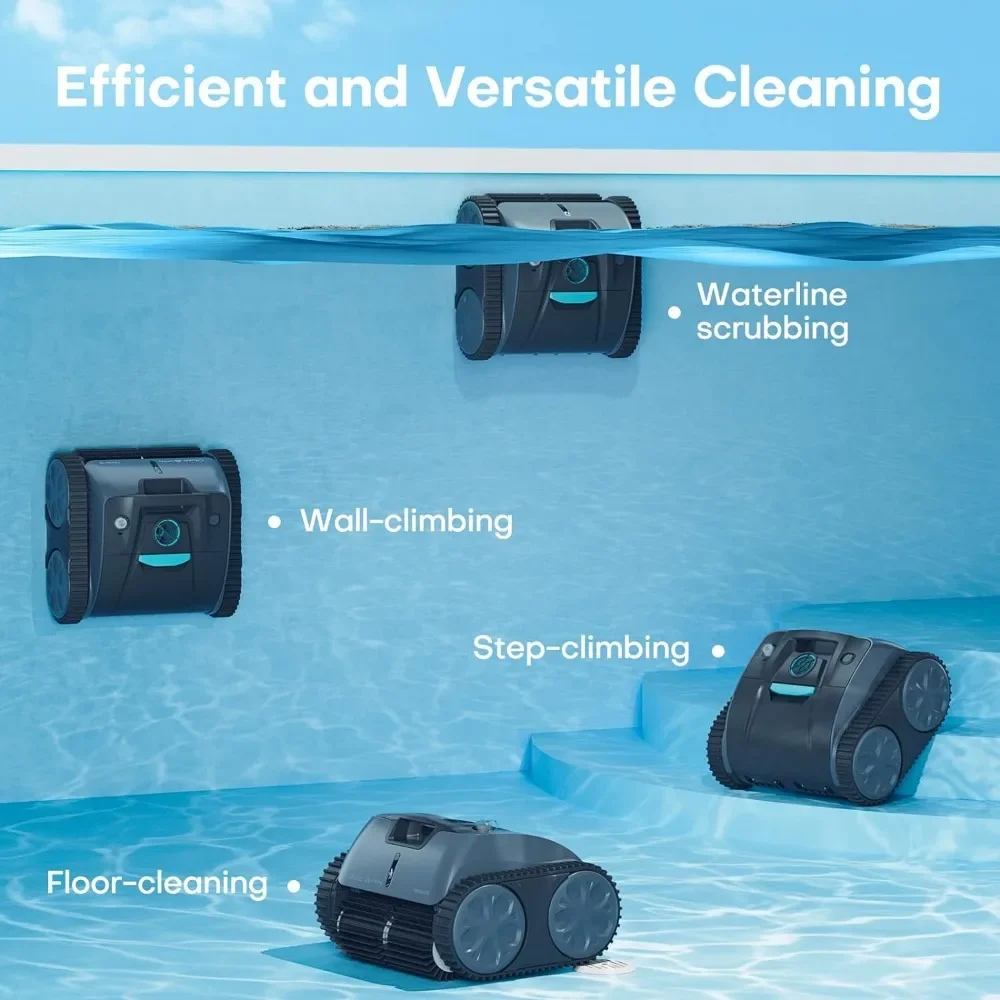 Robotic Pool Cleaner, 3-Motor Power Scrubbing, Wall-Climbing Pool Vacuum with Smart Navigation,for In Ground Pool Up to 50 ft