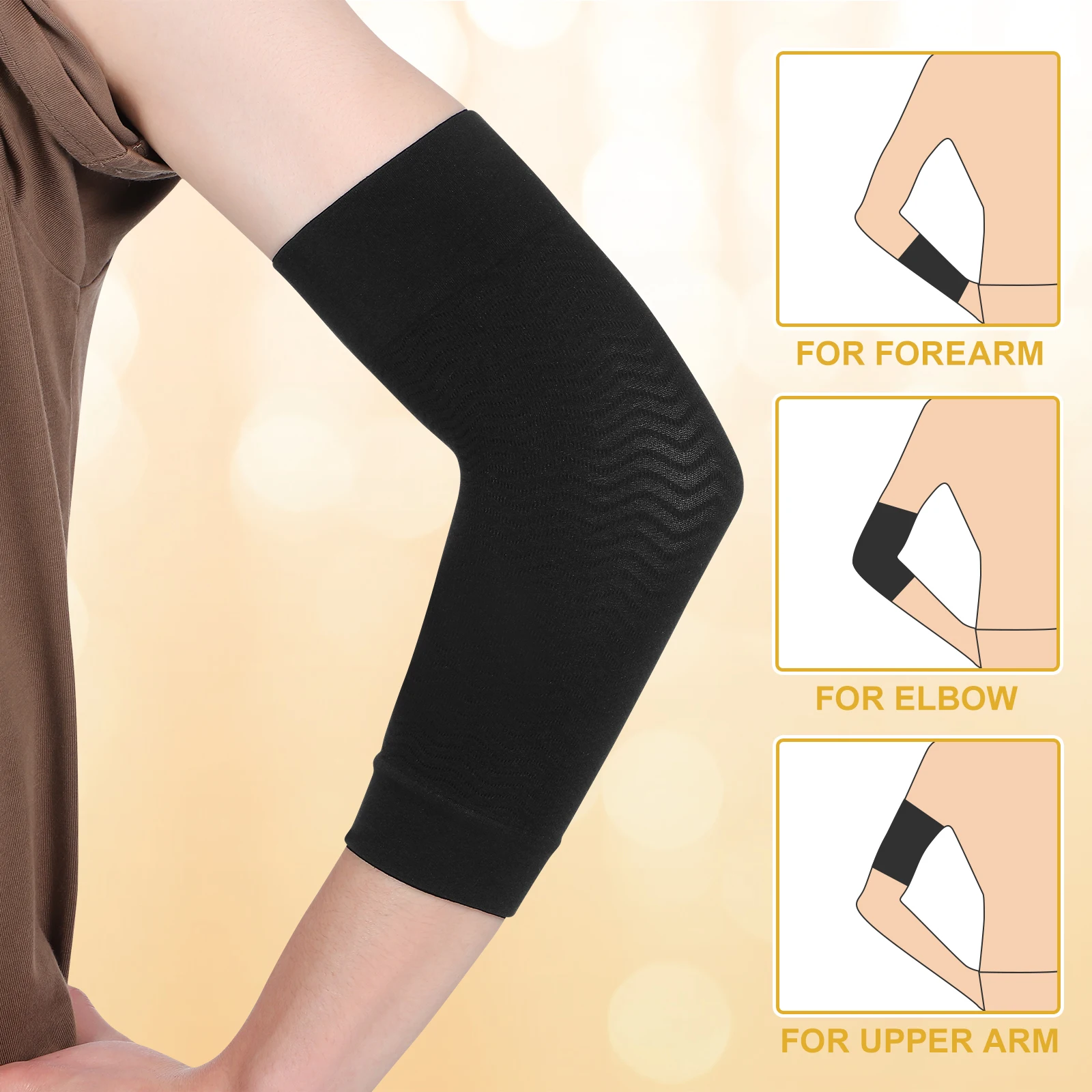 1 قطعة 1 زوج أسود مطاطا ضغط أكمام أذرع تبريد التخسيس المشكل دعم العضلات تجريب الجري ارتداء اليومي الذراع #4