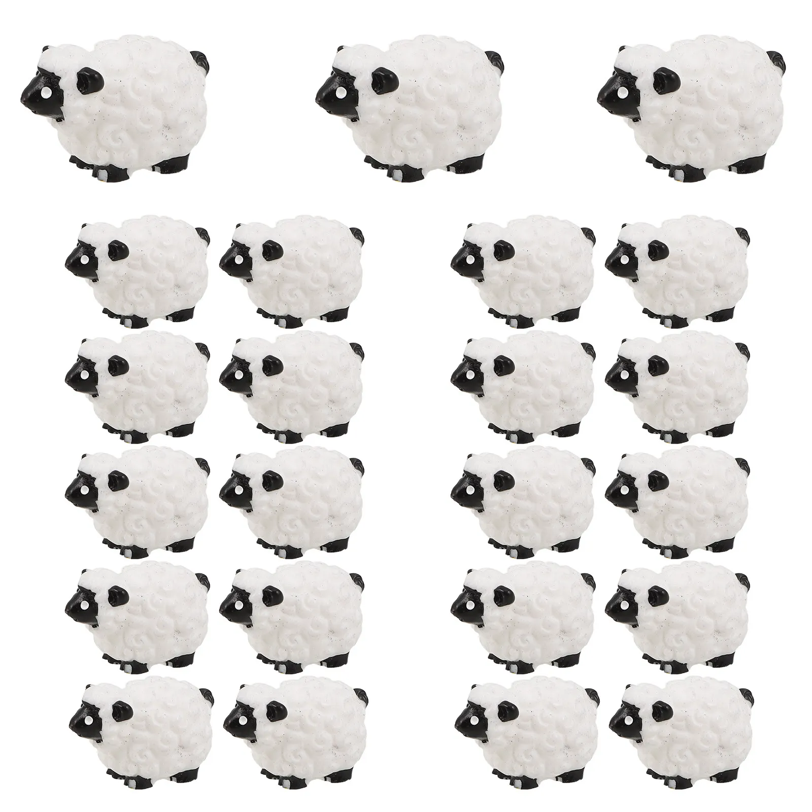 30Pcs Mini Resin Sheep Ornaments White Flat Back Decor for Moss Landscape Potted Plants Table Cake Home Outdoor