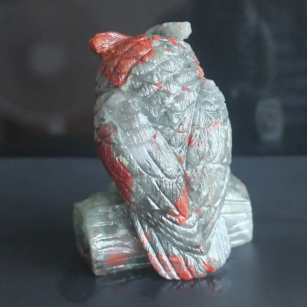 Handcrafted gemstone crystal blood stone owl Figurine Animal statue office study Home Decor view 5