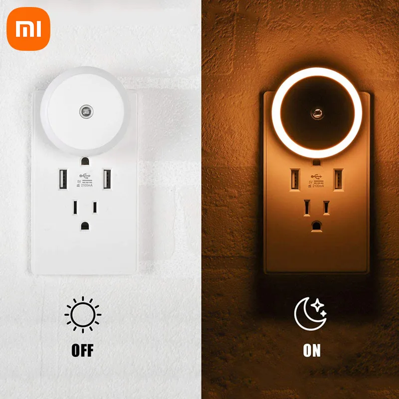 Xiaomi-Luz LED nocturna inteligente, lámpara redonda de detección de noche, luces decorativas de 5 colores para el hogar, cocina, pasillo, escalera,