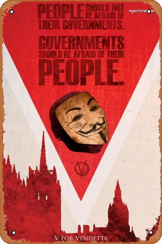 Vintage Metal Sign V for Vendetta Vertical Print Poster Musical Bar Pub Cafe Wall Kitchen Bathroo Poster Karaoke Retro Deco sign
