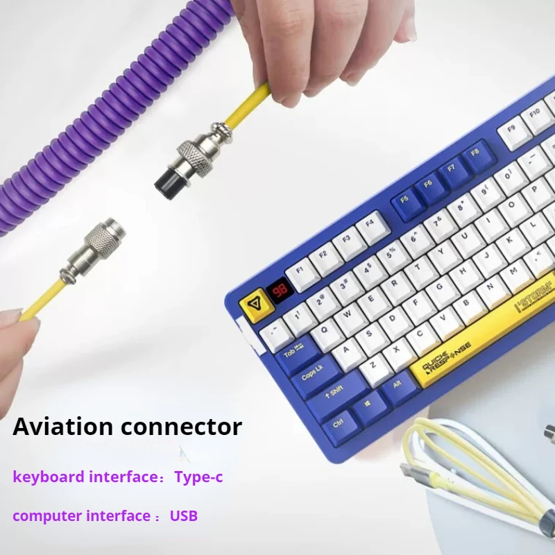 Coiled cable type C Mechanical keyboard wire USB keyboard cable  mechanical keyboard Aviator Desktop Computer Aviation Connector