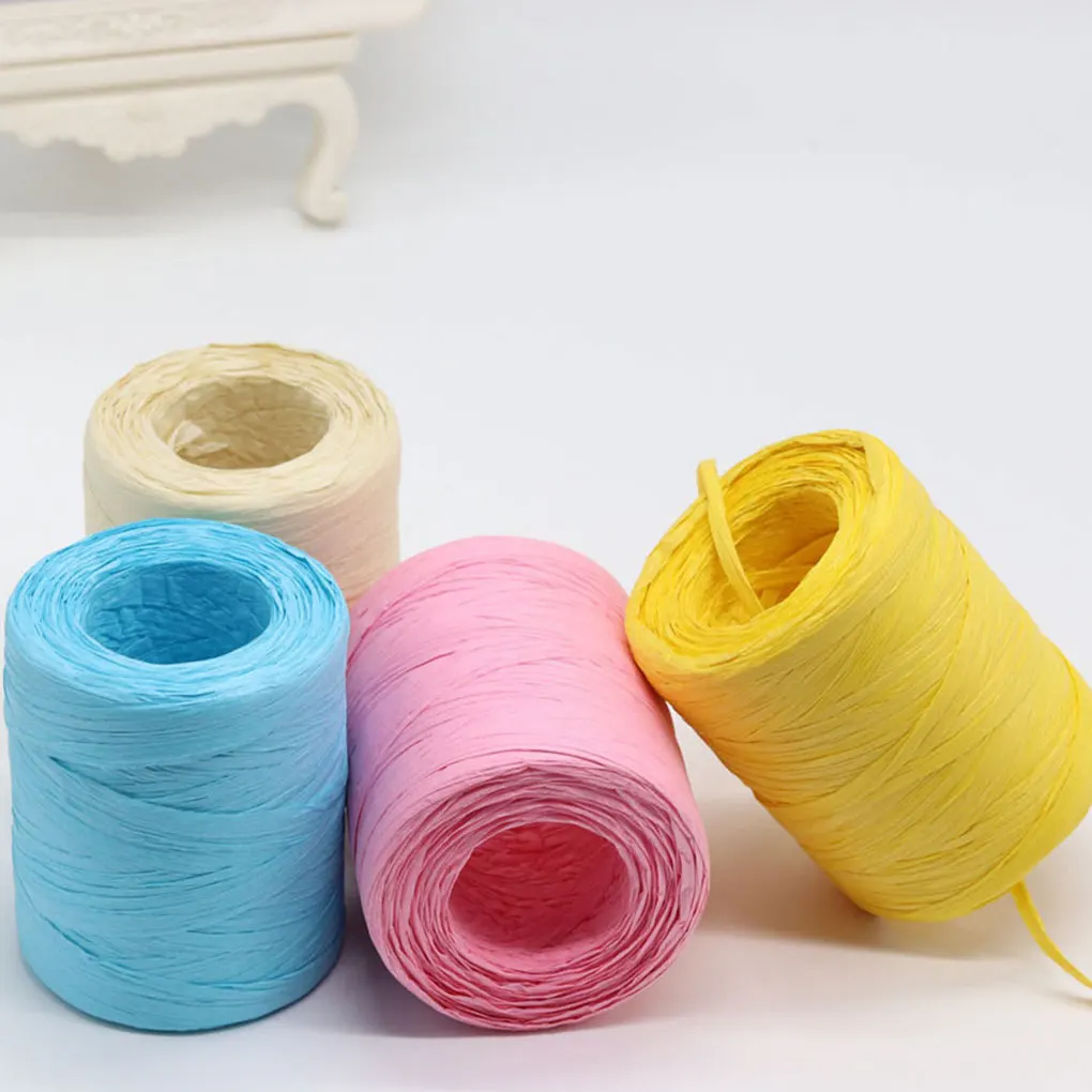 Cordel de Rafia de Algodón de 100 Metros para Tejer a Mano, Cinta Decorativa para el Hogar, Envoltura de Regalos, Fabricación de Bolsos y Sombreros, Suministros para Manualidades y Regalos Hechos a Mano
