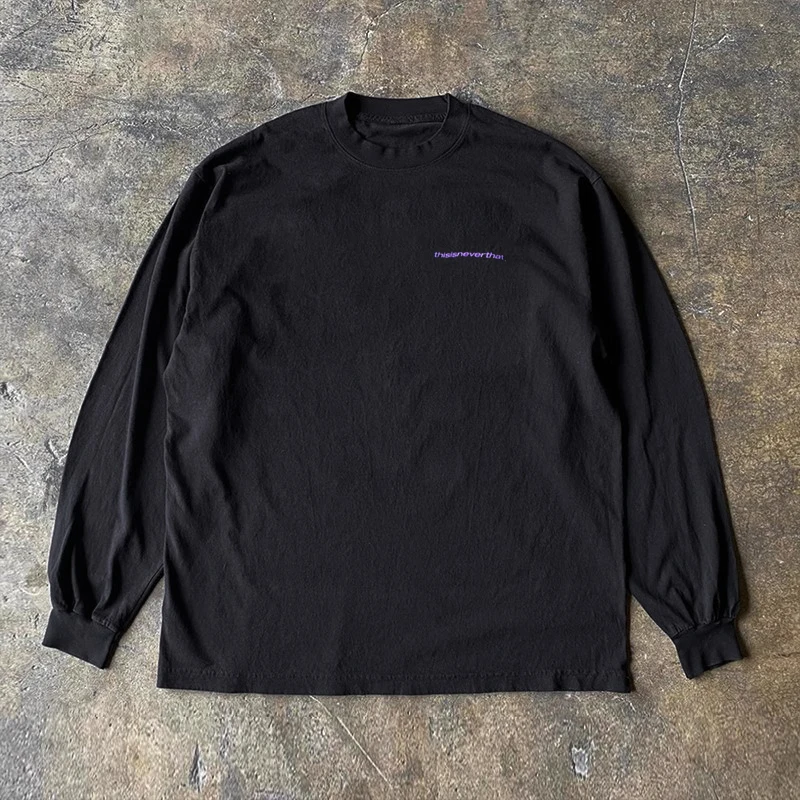 Heavyweight 300g Pure Cotton Long Sleeve T-Shirt Vintage High Street Hip Hop Ame Kaka Top Quality Comfortable Breathable