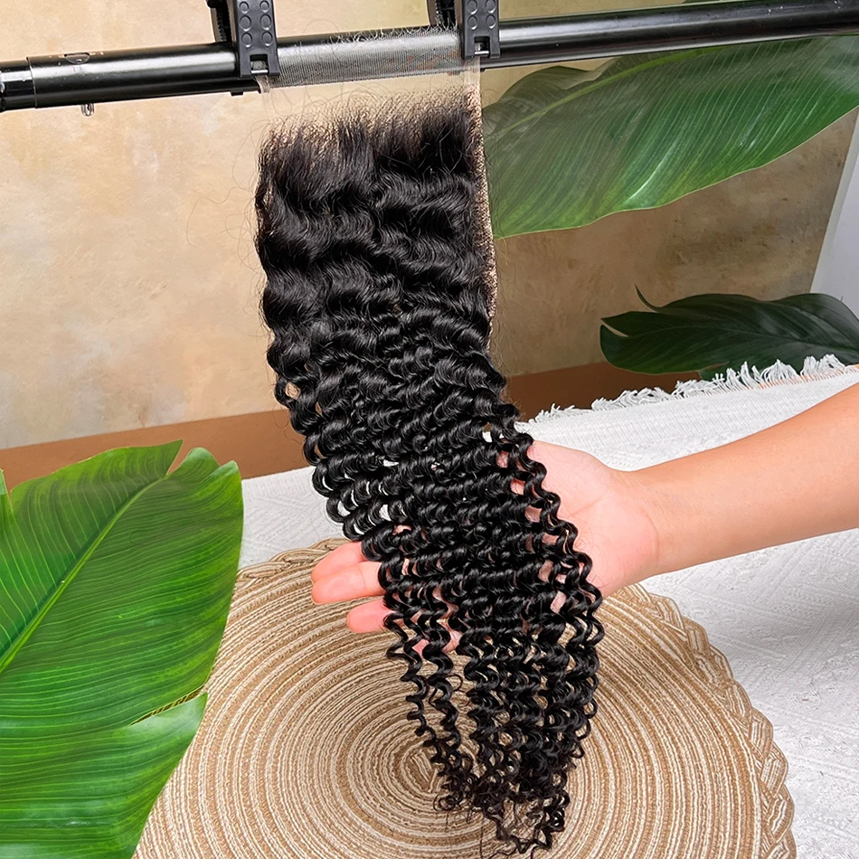 4x6 HD غير مرئية الدانتيل إغلاق غريب شعر بشري مجعد قبل قطعها ابيض عقدة اللون الأسود الطبيعي 100% الخام شعر بشري لعذراء