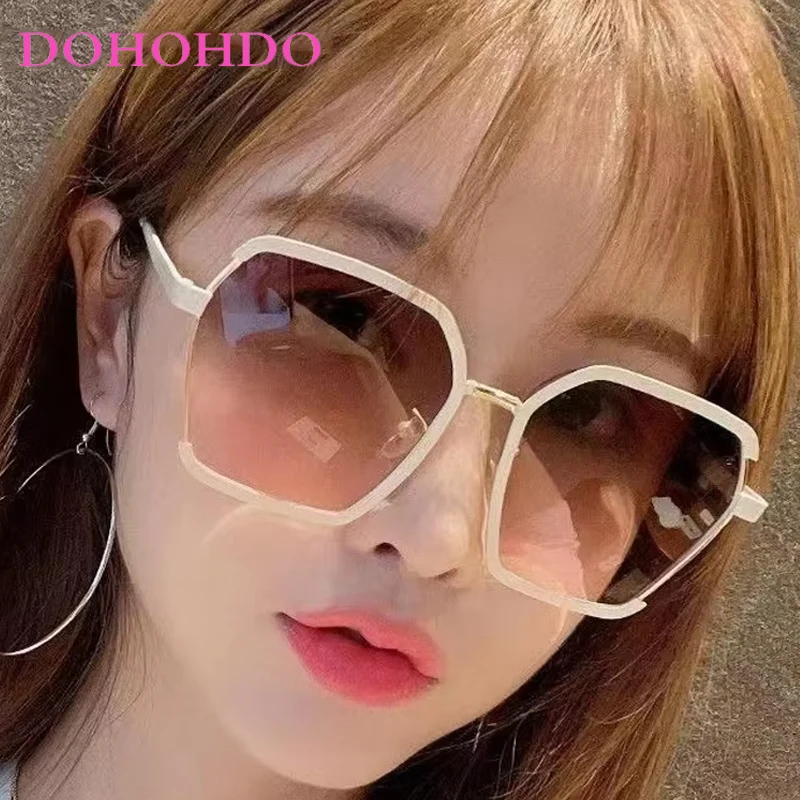 

Big Square Sunglasses For Men Women Metal Half Frame Sunglasses Female Shades Outdoors Travel Eyewear UV400 Gafas De Sol Mujer