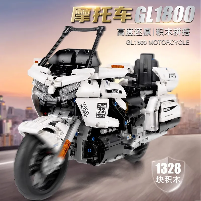 

Mould King 1328PCS Simulated Motorcycle Model Building Blocks Kit GL-1800 Educational Assembled Ornaments Toy Kid Gift 23001