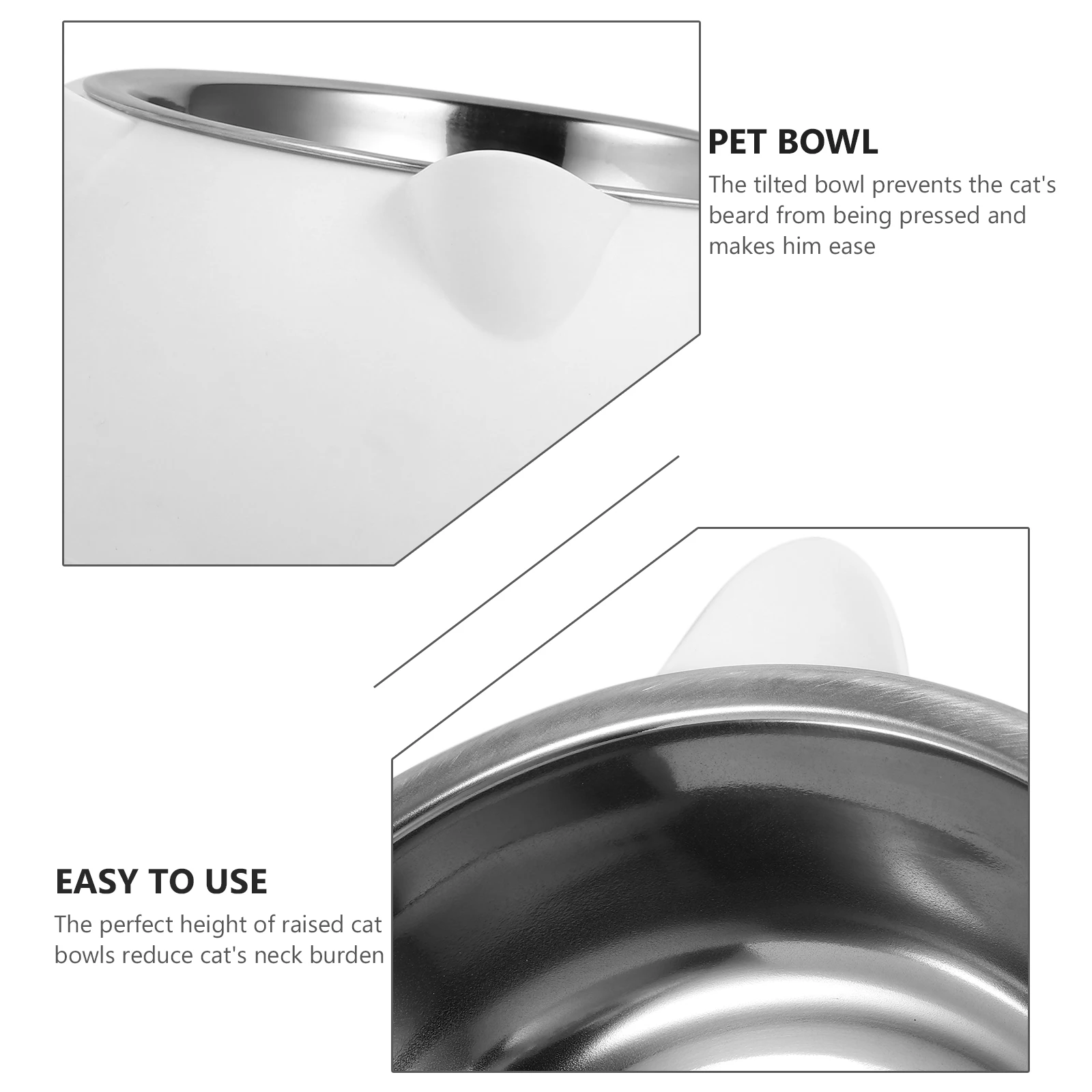 

1 set Elevated Cat Feeding Bowl Stainless Steel Anti Spill Vomiting Prevention Tilted Pet Food Bowl Feeder Non Slip Base